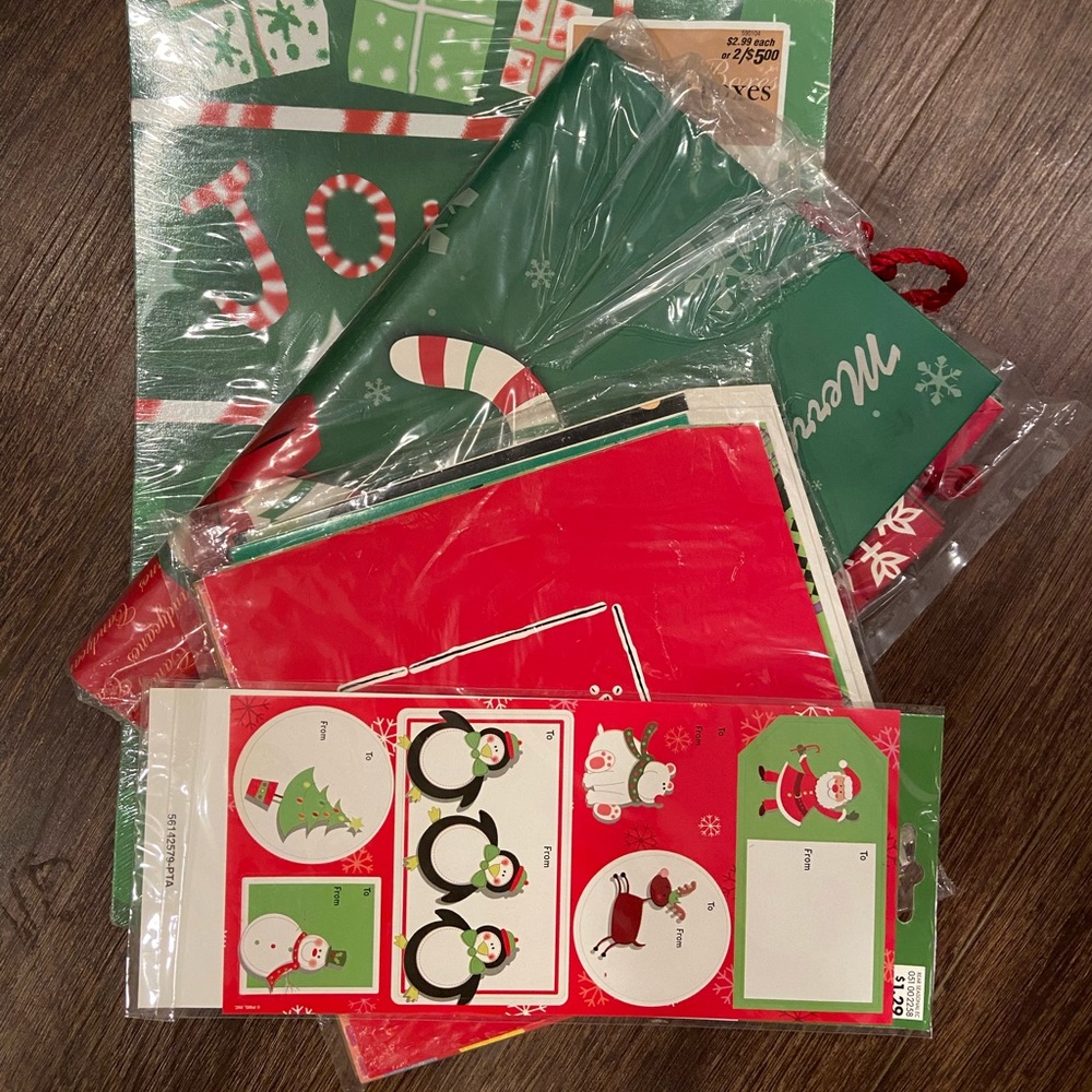 Festive Holiday Gift Wrap and Tags Set